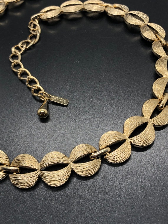 Vintage Monet Brushed Gold Tone Necklace - image 4