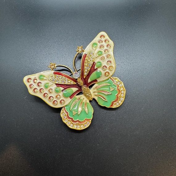 Vintage KJL Kenneth Jay Lane Enamel Butterfly Bro… - image 2