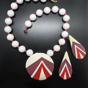 Vintage Napier &quot;Spectator Brights&quot; Necklace Earring Set - Geometric Design - Book Piece - Signed