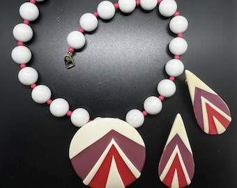 Set di orecchini e collana vintage Napier "Spectator Brights" - Design geometrico - Pezzo di libro - Firmato