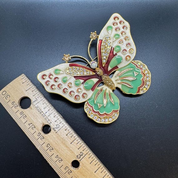 Vintage KJL Kenneth Jay Lane Enamel Butterfly Bro… - image 6