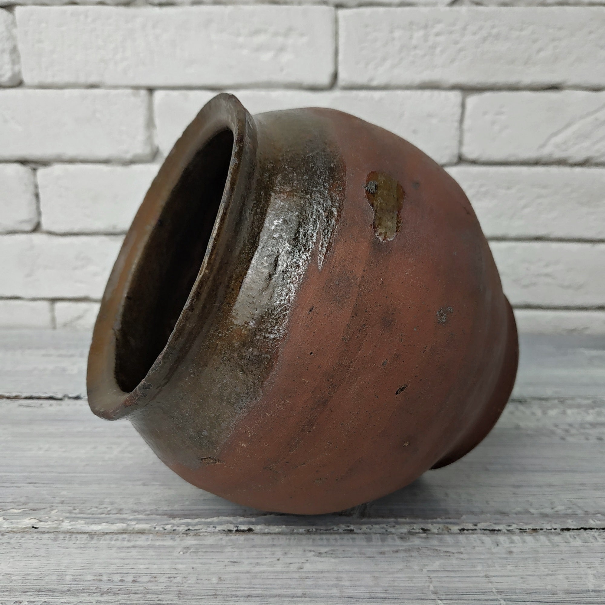 Small antique clay pot Vintage pottery Brown pot Primitive Etsy