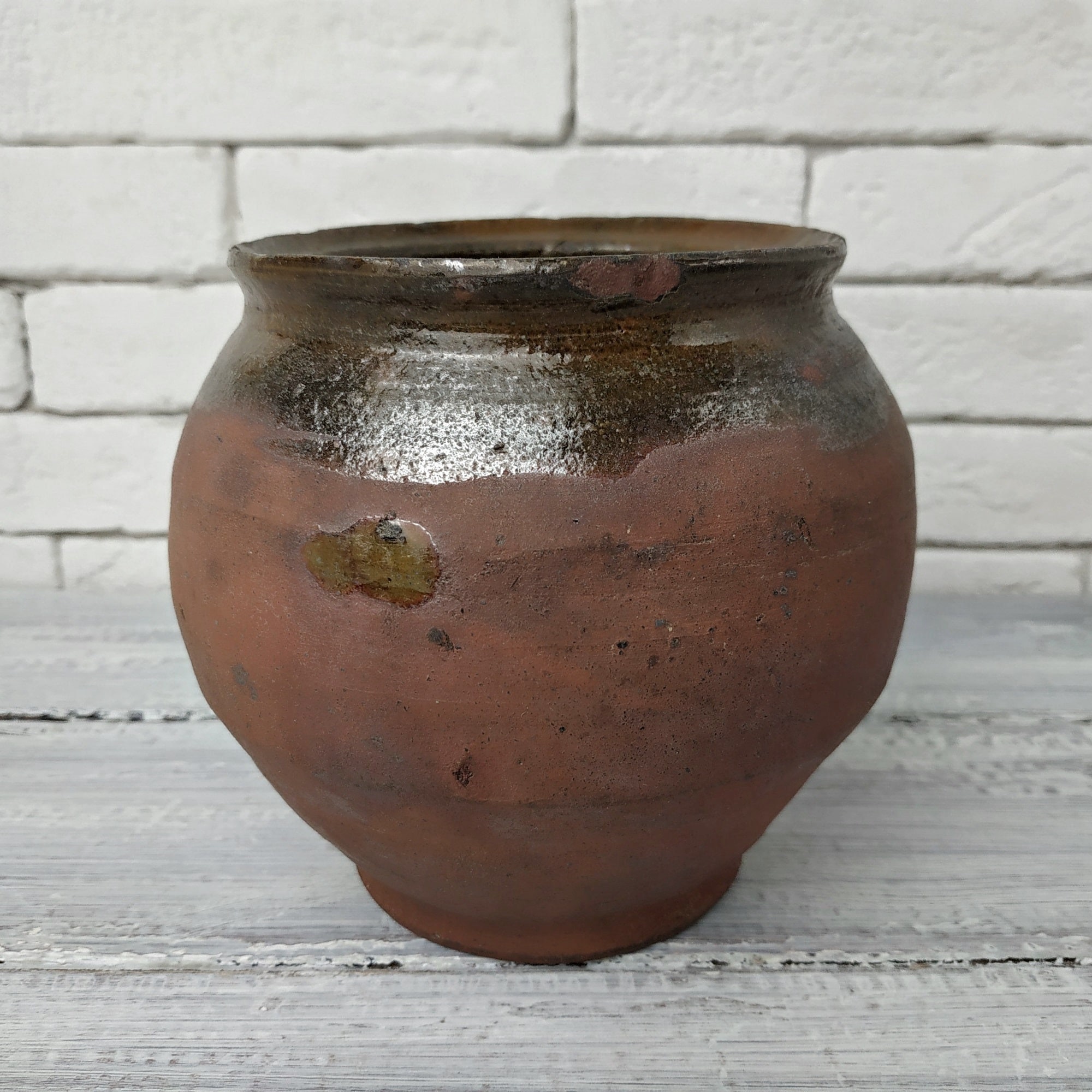 Antique clay pot Vintage pottery Brown pot Primitive ceramic Etsy