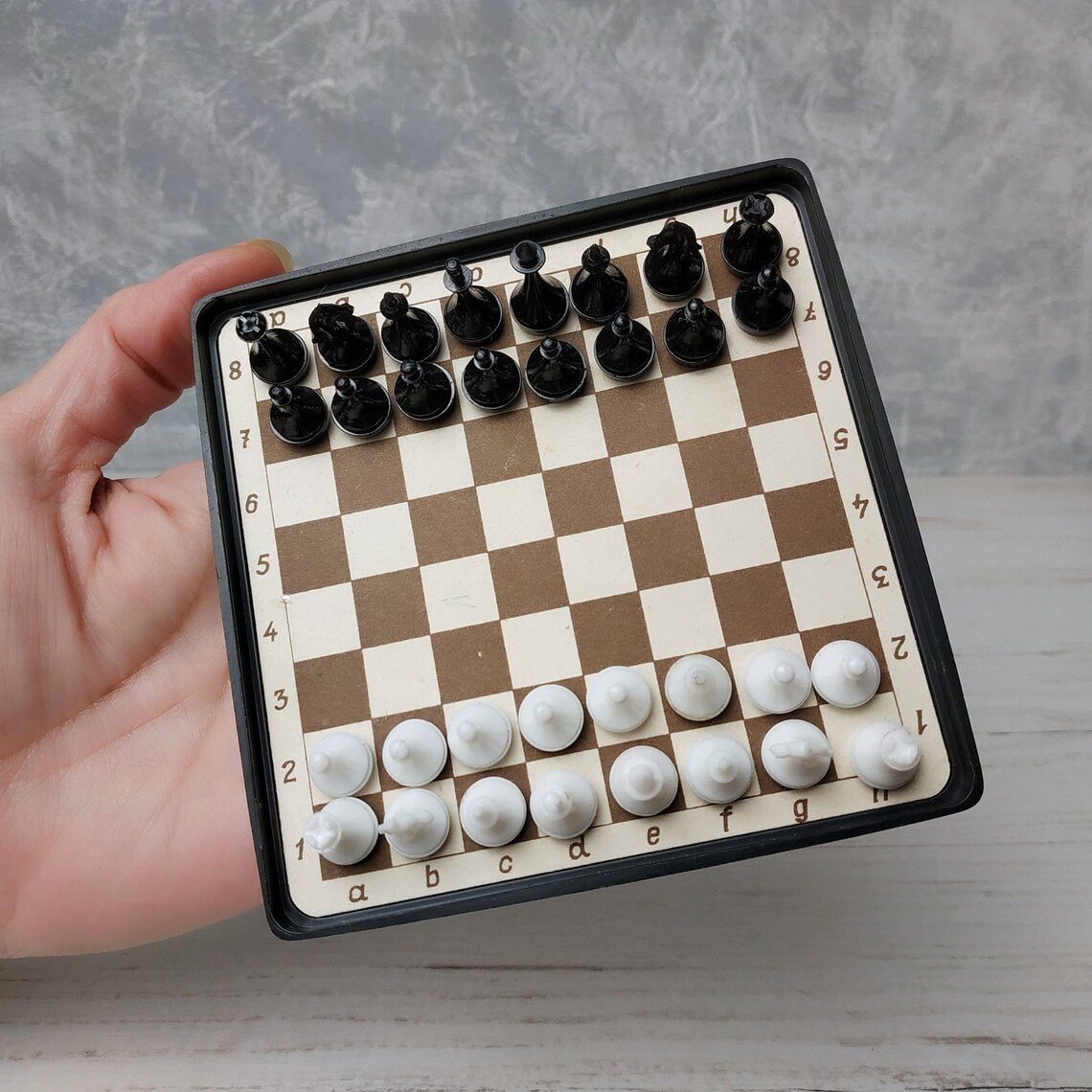 Vintage road chess set Soviet pocket chess Mini plastic chess Etsy