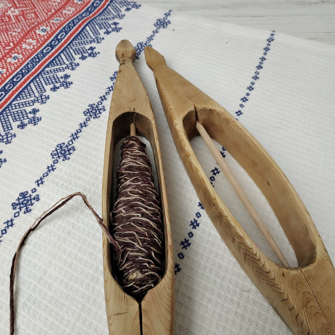 Antique wooden shuttle Set of 2 Hand loom tools ustic home Etsy