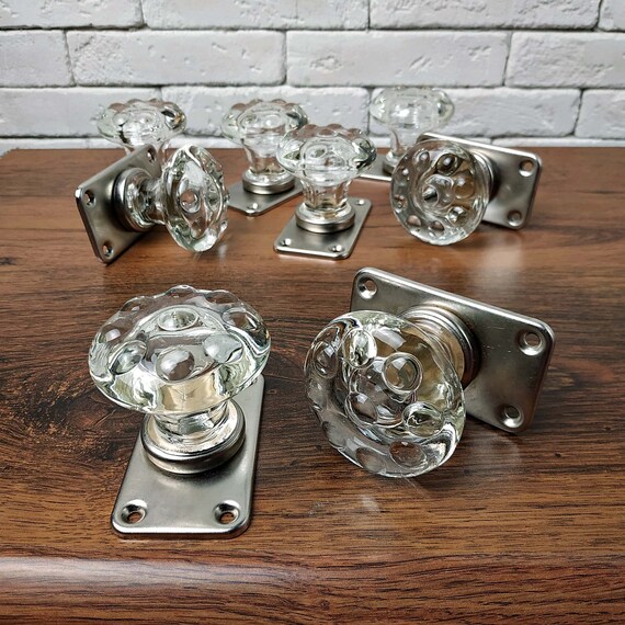 Pair Door Knobs Soviet Vintage Old Russian Knob Metal Glases Etsy