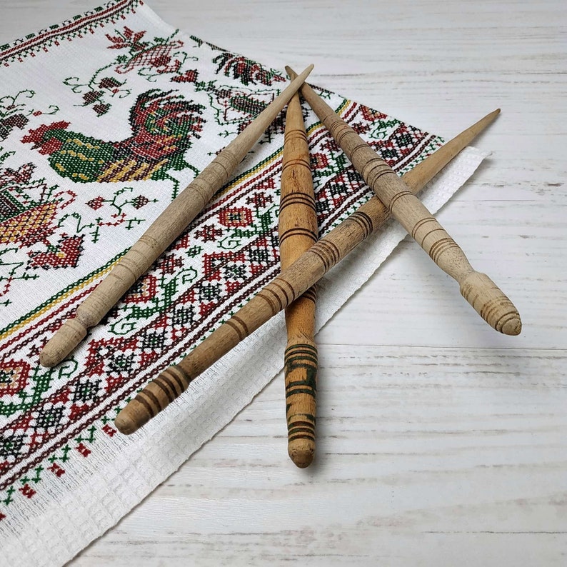 Antique Russian spindles Wool Spindles Primitive Distaff Etsy