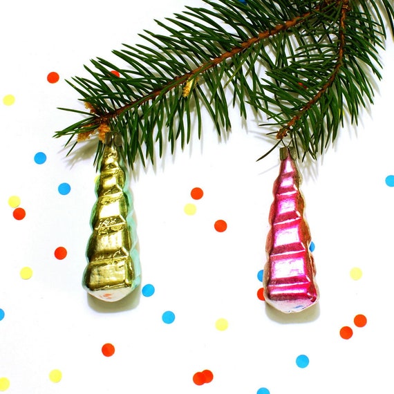 Immagini Di Natale Piccole.2 Ornamenti In Vetro Di Natale Piccole Piramidi Vintage Albero Etsy