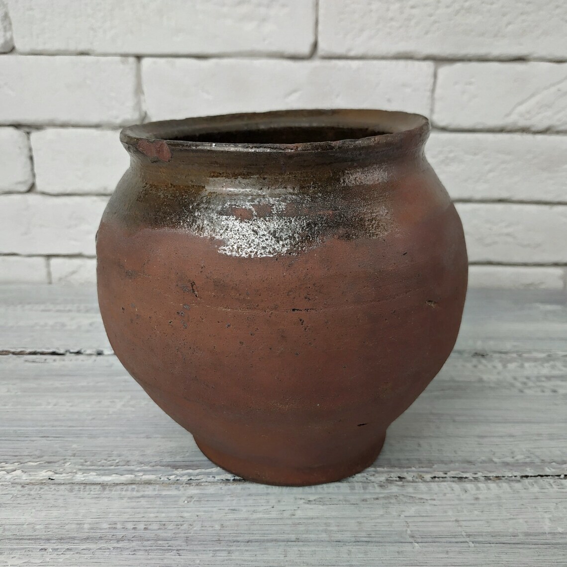 Small antique clay pot Vintage pottery Brown pot Primitive Etsy