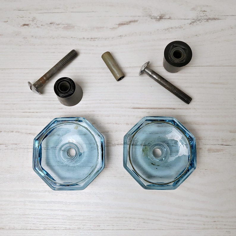 Double sided door knobs Vintage Soviet blue acrylic glass & Etsy