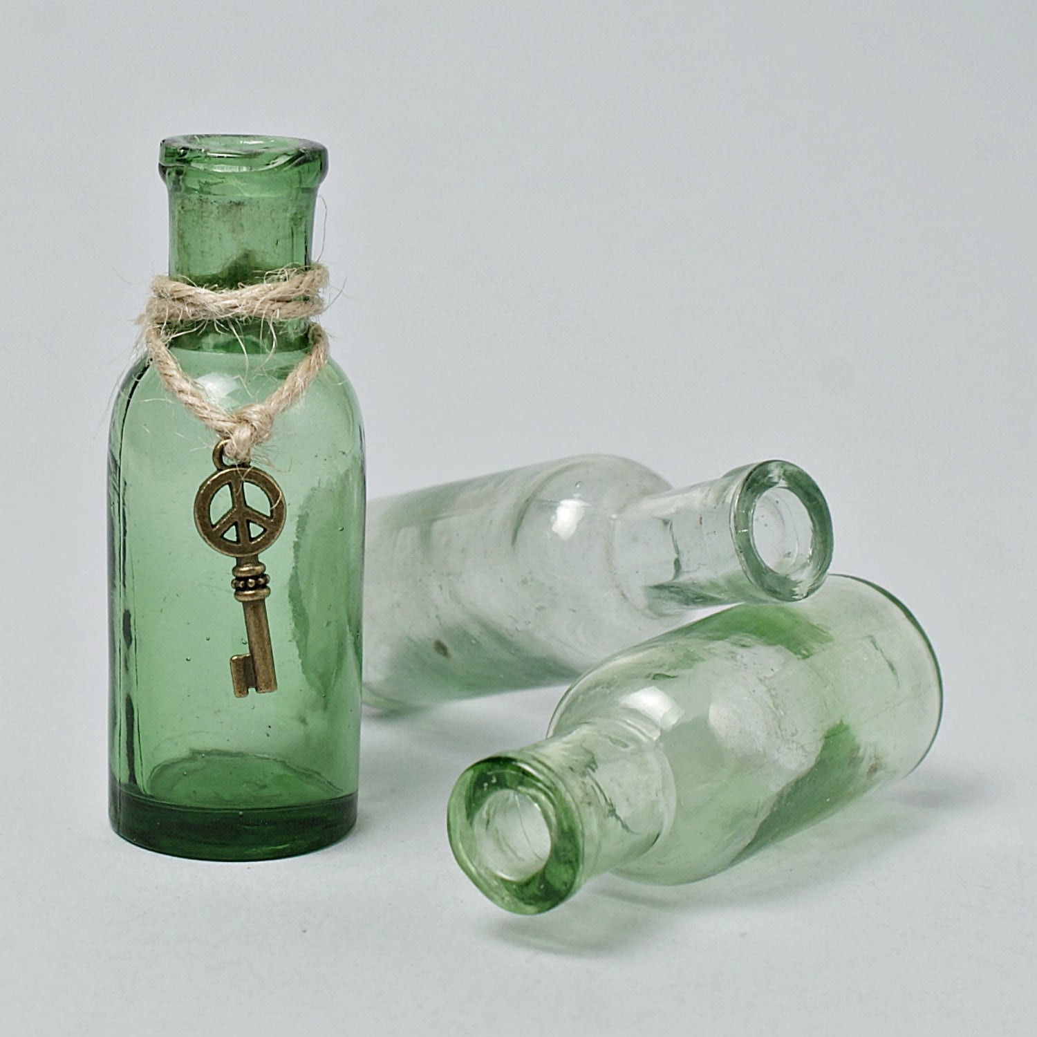 Antique small clear green medical bottles 191030s Vintage Etsy