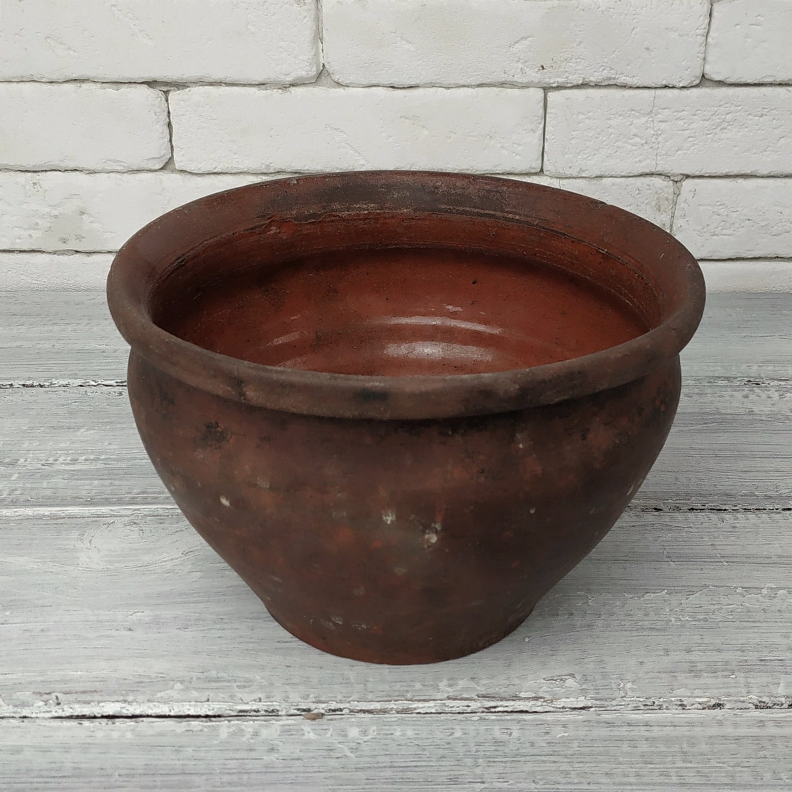 Clay pot Vintage clay pottery Antique brown glazed jug Etsy