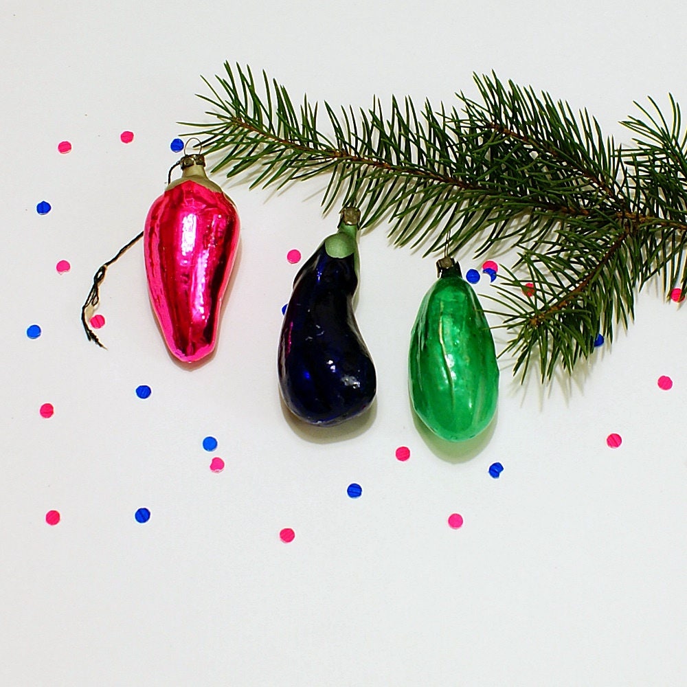 Christmas ornaments vegetables Set of 3 vintage Soviet mercury Etsy