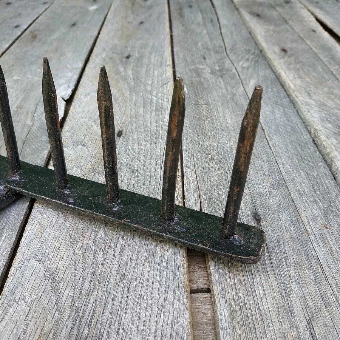 Vintage metal rake Antique Russian wrought iron rake Etsy
