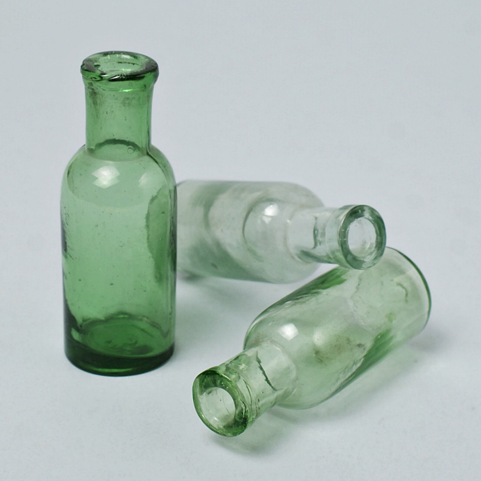 Antique small clear green medical bottles 191030s Vintage Etsy