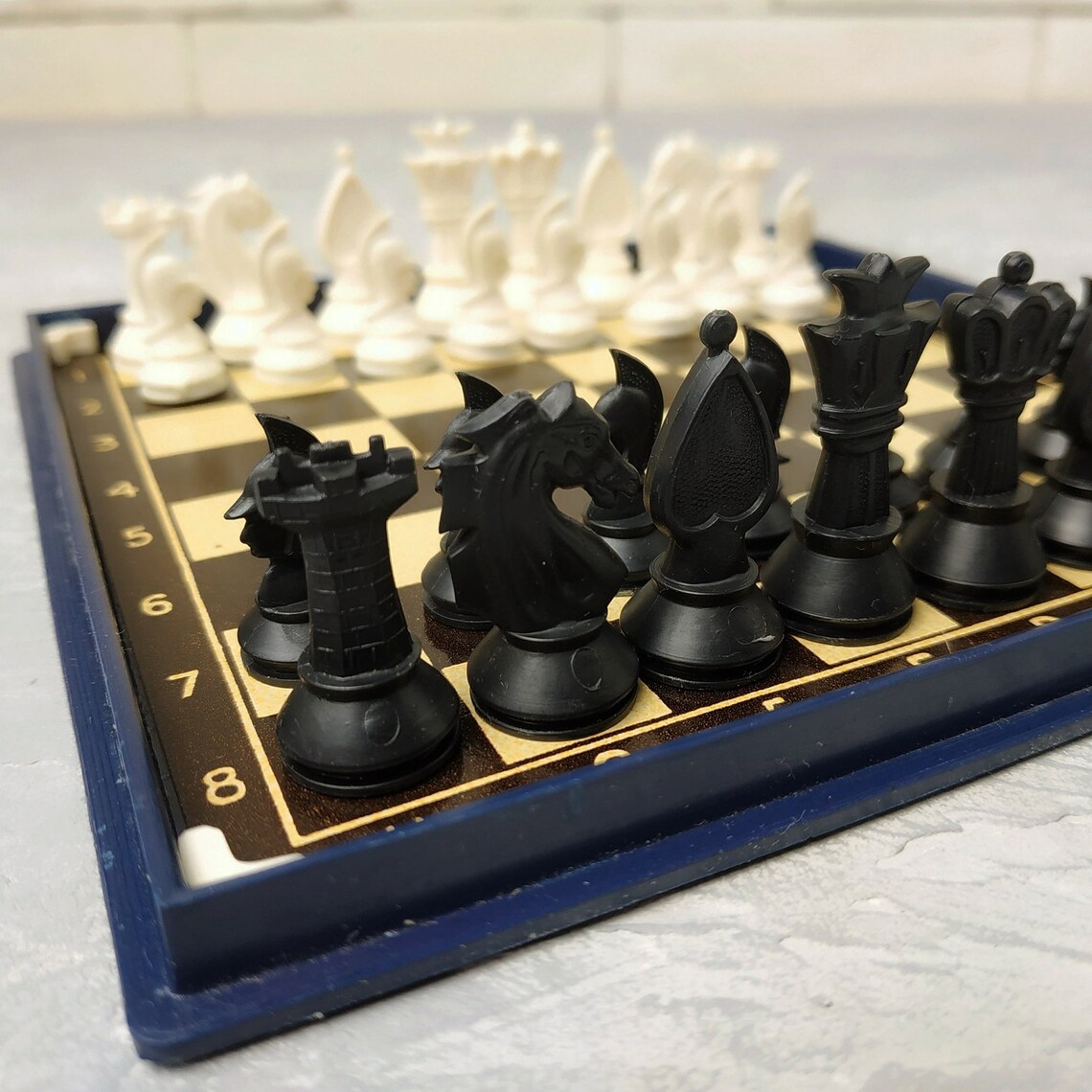 Rare vintage pocket chess set Soviet road chess in plastic box Etsy