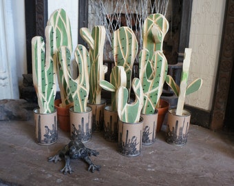 Wooden Cactus Wood Cacti succulent - various sizes and shapes made from reclaimed wood rustic