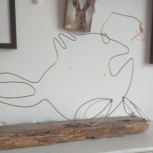 Angler fish found object art OOAK wire sculpture reclaimed 45cm