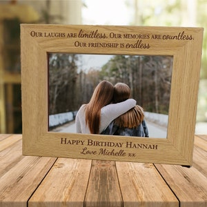 Best Friends gift Personalised Photo Frame, Birthday Frame gift, Our laughs are limitless Friends Picture Frame, friends gift,