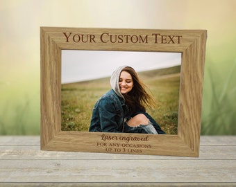 Custom text Personalised photo Frame Engraved Gift, Customised Text Engraving Picture Frames for any occasion, Any Custom Text personalised