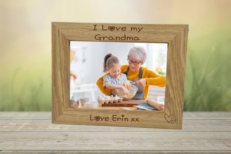 Personalised Grandma photo Frame Gift, Custom Grandma I Love You Keepsake Photo Frame Gift, Grandma birthday christmas Gift image 1