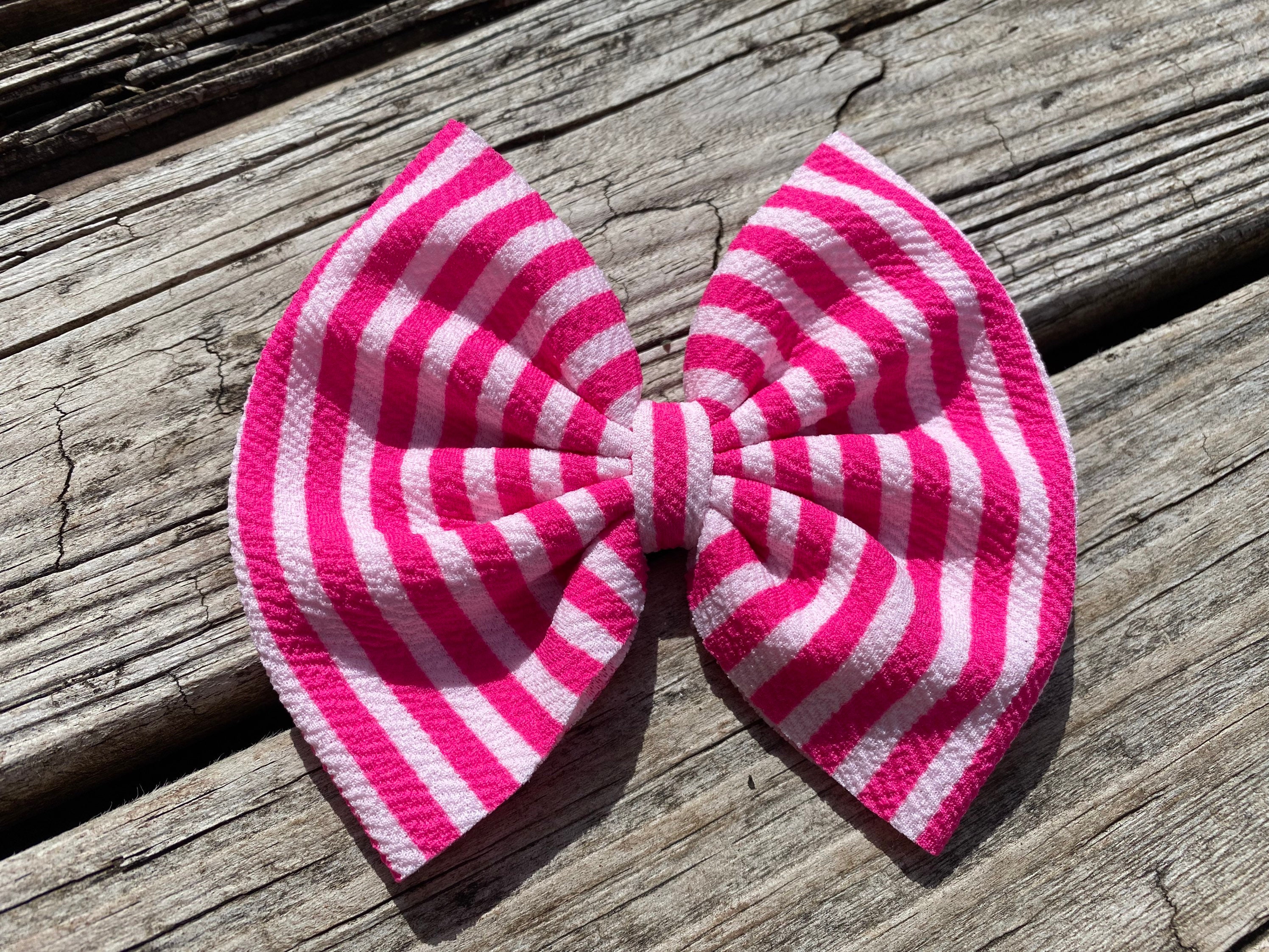 Pink and White Ribbon Collection Wide Striped Headband - Bows Etc.