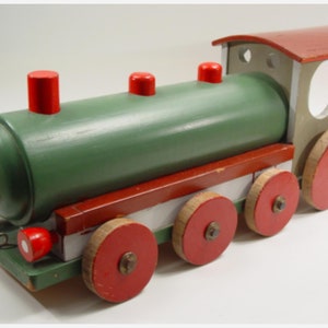 vintage BAUHAUS ride on wood toy LOCOMOTIVE railroad train 12,5Kg 27lbs - antique German avant garde playmobil - alte aufsitz holz Eisenbahn