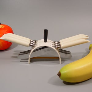 ART DECO rare  BAKELITE white Fruit Knives Set - collectible cutlery German modernism bauhaus flatware 1920s catalin industrial design vtg.