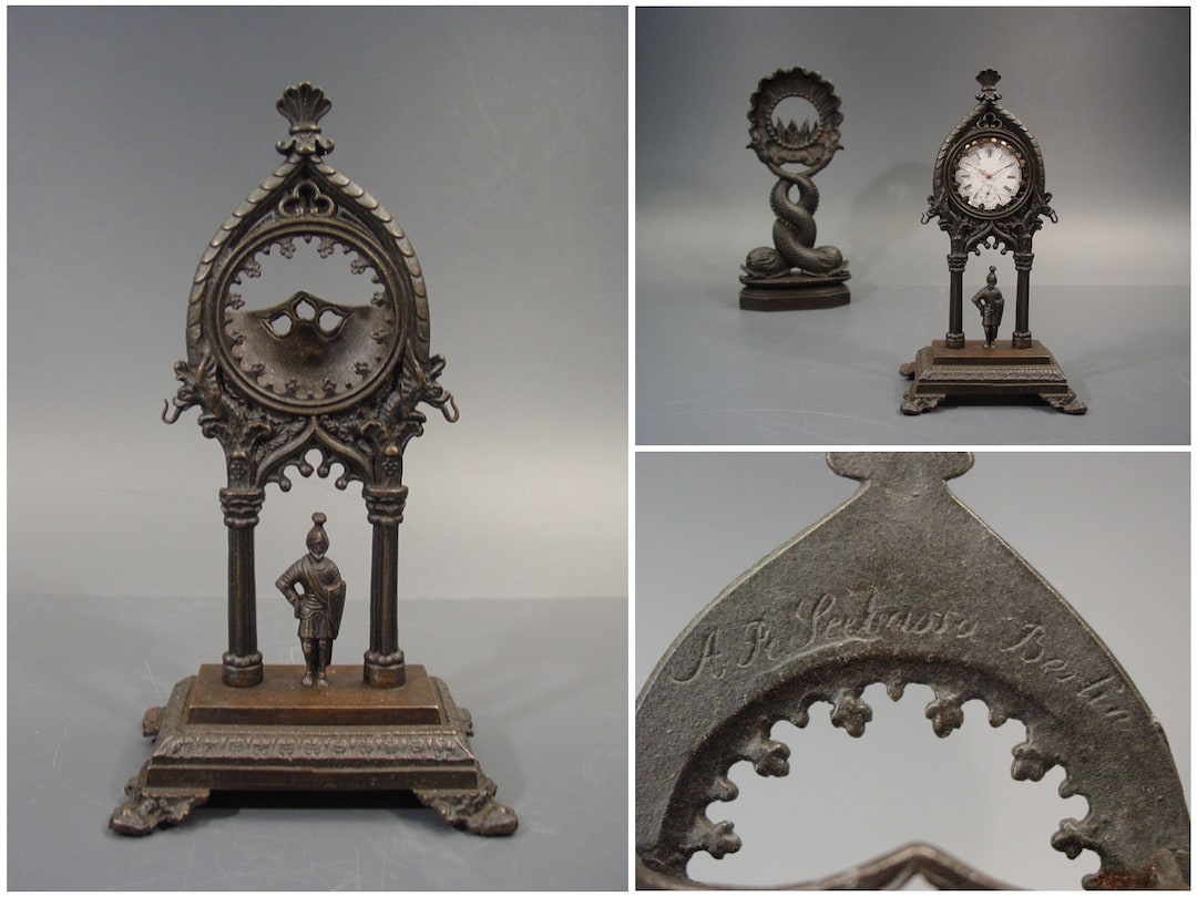 Pocket Watch Stand Antique SEEBASS BERLIN IRON Cast Biedermeier