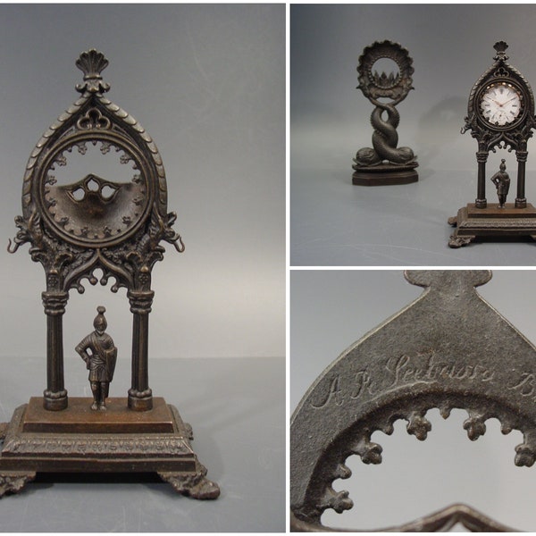 Pocket Watch stand antique SEEBASS BERLIN IRON cast Biedermeier - historic pattern design 1800s German - Georg lV era