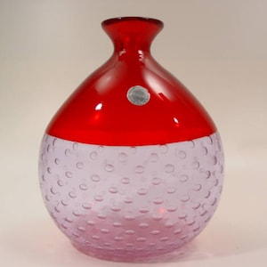 Flavio POLI huge MURANO art glass Inclamo vase - SVCC - vintage Mid-Century Italian hand made - bicolor Ruby & Alexandrit bubble glass