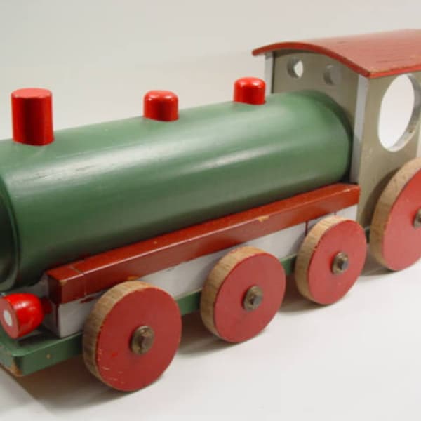 vintage BAUHAUS ride on wood toy LOCOMOTIVE railroad train 12,5Kg 27lbs - antique German avant garde playmobil - alte aufsitz holz Eisenbahn