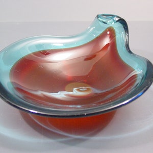SEGUSO design Flavio Poli MURANO art GLASS miska rzadka Mid Century włoska wetro vintage kolekcjonerska piękna szklana miska