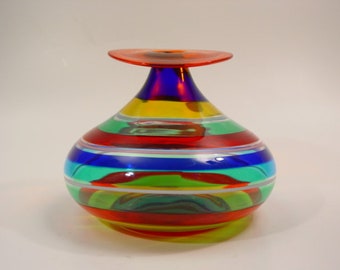 Jarrón BANDIERE de cristal de arte MURANO - Fulvio Bianconi para IVR Mazzega - vintage mid-century 1970s italiano hecho a mano vidrio - vetro di murano