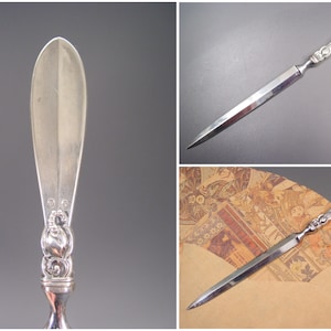 Abridor de cartas ART DECO - Jens SIGSGAARD - faca de papel prata sólida funcional design nórdico talheres antigos material de escrita talheres Museu