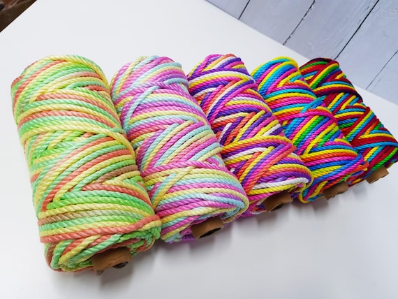 4.0MM Variegated Macrame BAMBOO Rope Bamboo Silk Multi Color Macrame Rope  65meter a Roll 