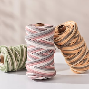 5.0MM Variegated COTTON ROPE Braided Cotton Cord Rainbow Macrame Rope ...