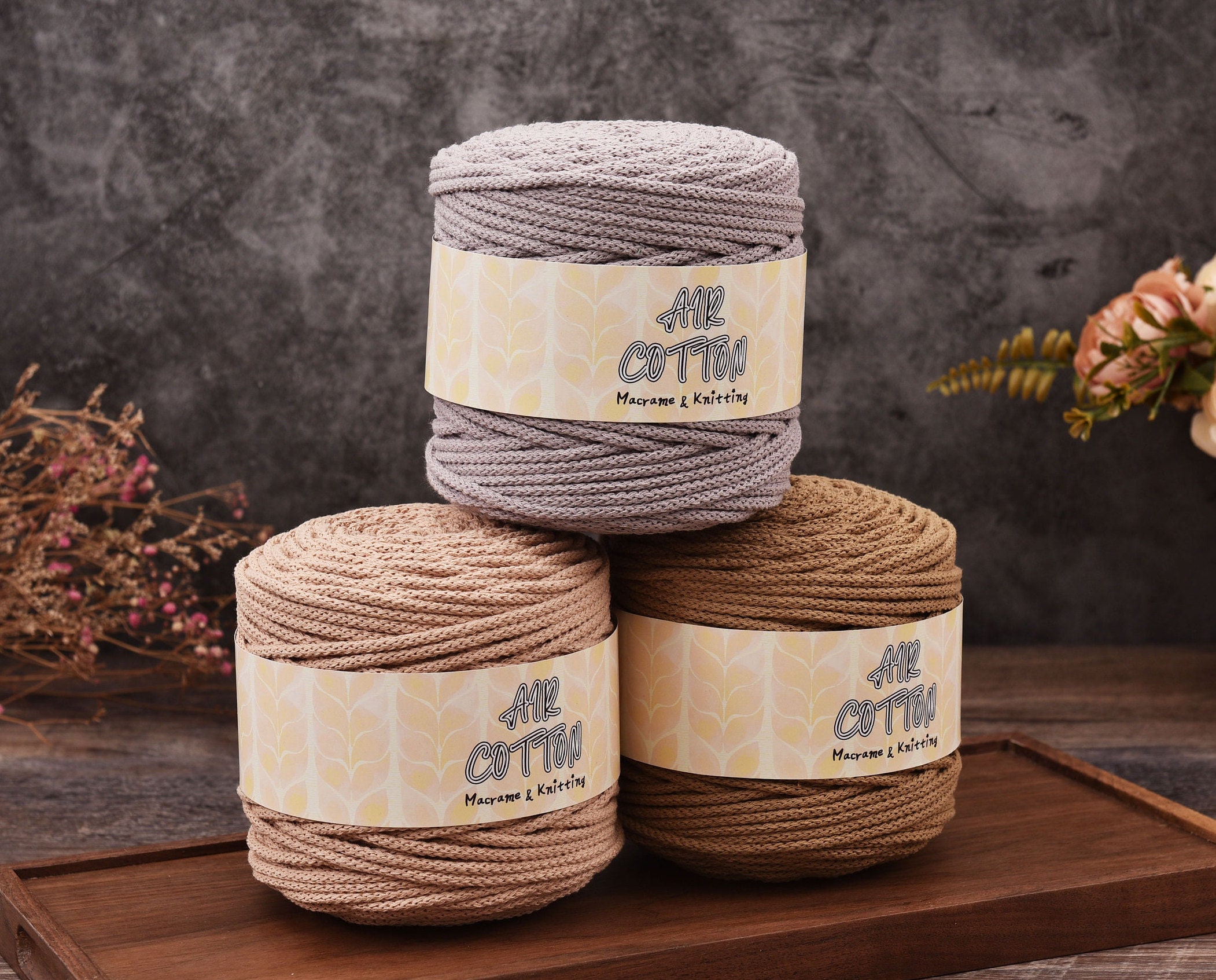 Recycled Cotton Macrame Cord 4mm x 547 Yards Thick Single Strand