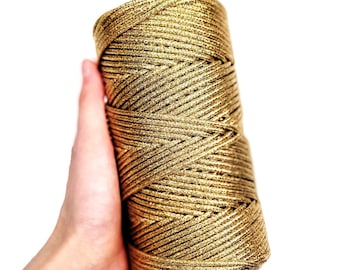 Dazzled 3.0mm Metallic Braided Cord Macrame Braid Rope Gold color rope 90yards Full Roll Jewelry making cord Decoration cord