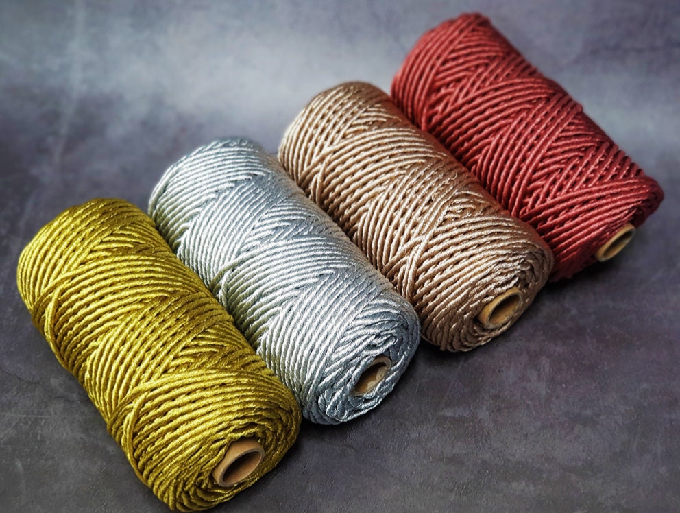 15m X 3mm Twisted Polyester Rope Gold Silver Red Twine Christmas