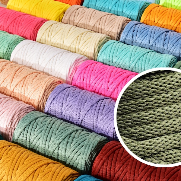 6.0MM Polyester Chunky String 70yards a Full Roll Perfect for Macrame & Knitting Polyester Braid Fabric yarn