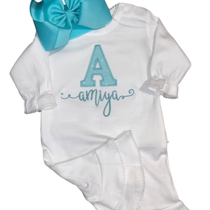 Baby girl coming home outfit, monogrammed ruffle romper