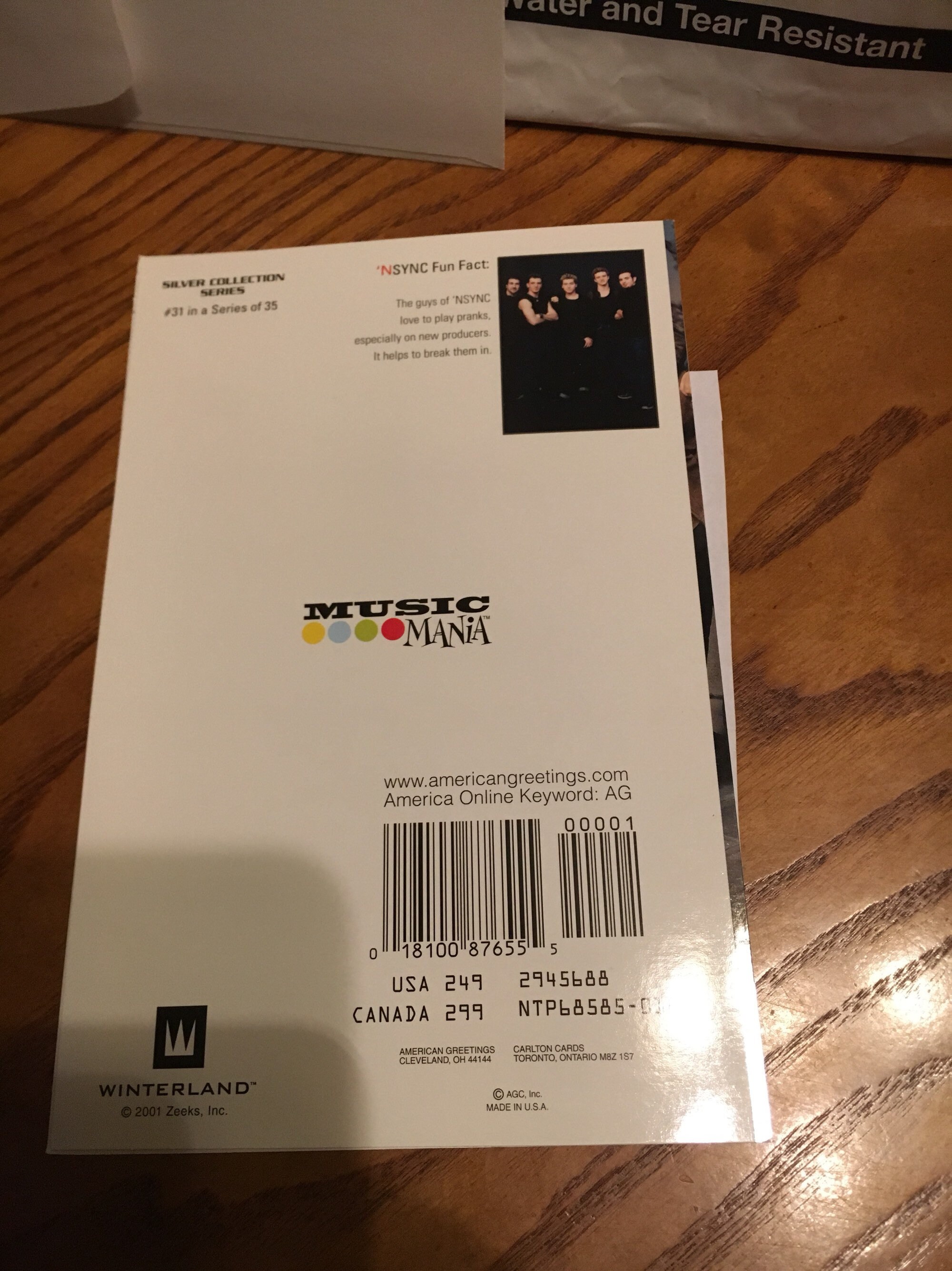 Vintage 2001 Collectable NSYNC #31 Blank Inside Greeting Card - Etsy
