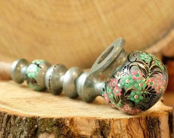 Pink flower wooden pipe Blue dove cherry blossom smoking bowl Long unique pipe Sakura pipe Cute girly spring pipe Painted tobacco pipe
