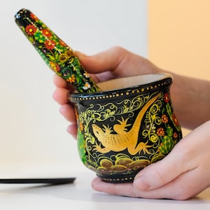 Juego de mortero y maja, juego de salamandra dorada, machacador de especias con forma de flor de cactus, cuenco de madera para moler hierbas, cuenco para triturar con forma de lagarto pintado