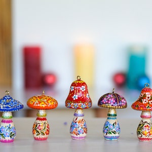 Mushroom Christmas Ornament, Hand-painted Christmas Tree Ornament, Ukrainian Wooden Ornament, Fairy Mushroom Decoration