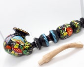 The Mushroom of Life, Tobacco smoking bowl, Unique smoking pipe, Long stem wooden pipe, Fairy mushrooms bowl, Cute wooden pipe, Hippie pipe
