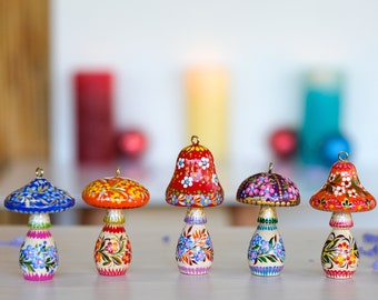 Mushroom Christmas Ornament, Hand-painted Christmas Tree Ornament, Ukrainian Wooden Ornament, Fairy Mushroom Decoration