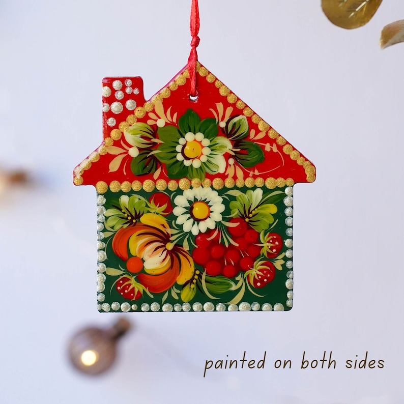 Personalized Painted Gingerbread House Ornament, Handmade Wooden First