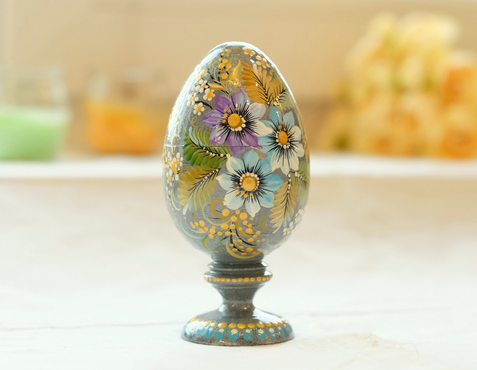 Eggshaped jewelry box Easter egg on stand Decorated jewelry Etsy